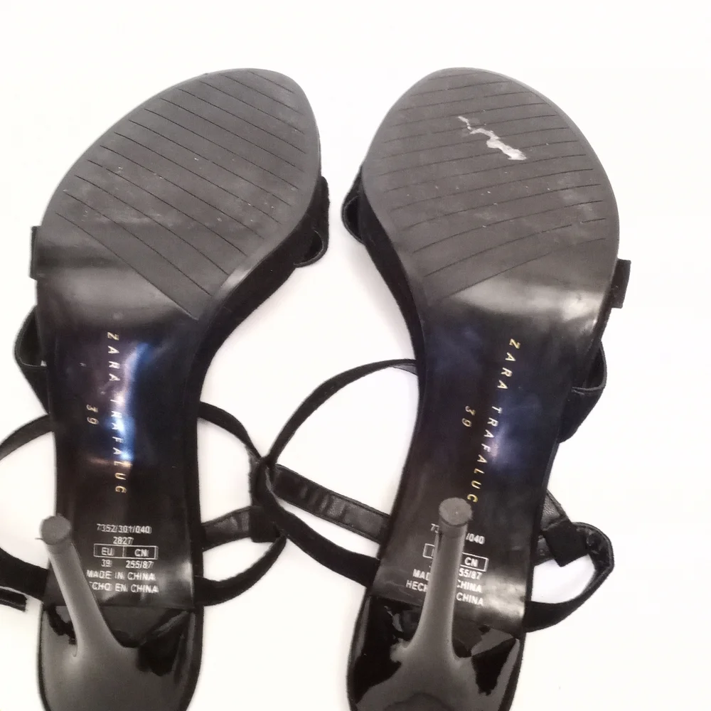 ZARA Black Suede Platform Sandal w/Stiletto Heel - Picture 5 of 8